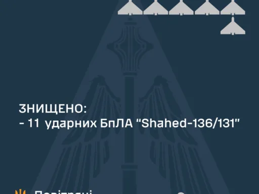 За минулу ніч українські сили ППО збили 11 ворожих шахедів