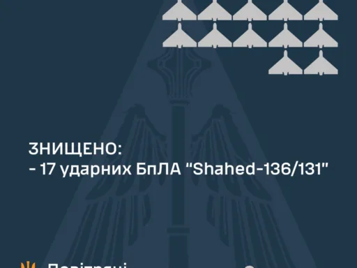 За минулу ніч українські сили ППО збили усі 17 ворожих шахедів